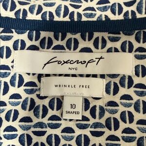 Foxcroft Navy and White Geometric Shirt